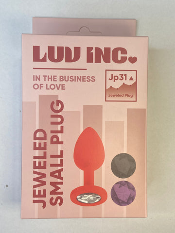 Luv Inc JP33 Jeweled Small Plug With 3 Stones Coral