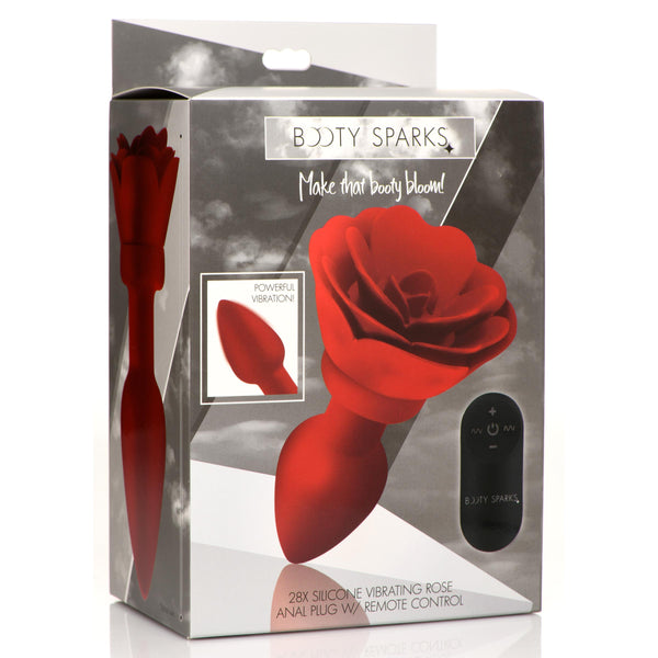 28x Silicone Vibrating Rose Anal Plug With Remote